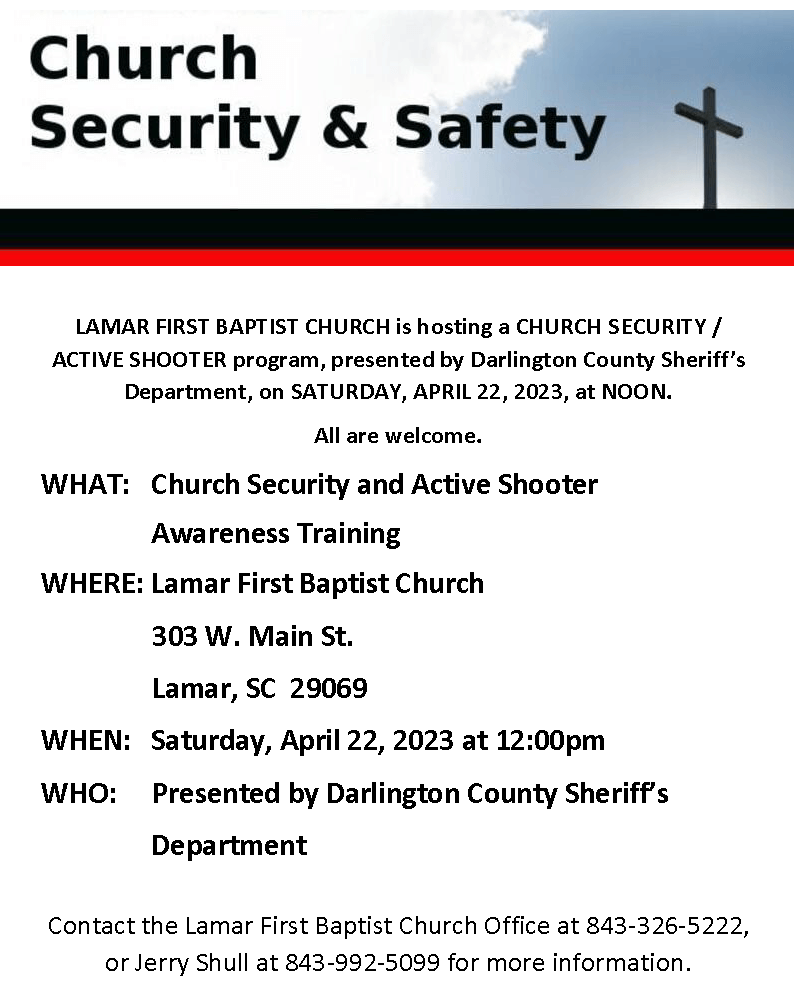 LFBC Church Security Active Shooter Training 042223